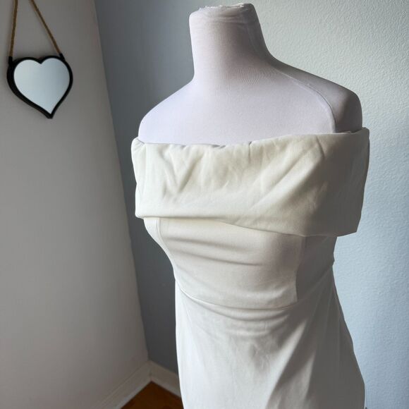 Lulus Exceptional Romance White Off-the-Shoulder Mermaid Maxi Dress Size Large - Picture 5 of 12